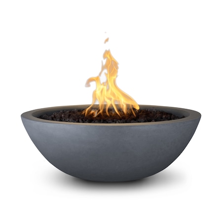 The Outdoor Plus 27 Round Sedona Fire Bowl - GFRC Concrete - Gray - Match Lit with Flame Sense - Liquid Propane OPT-27RFOFSML-GRY-LP